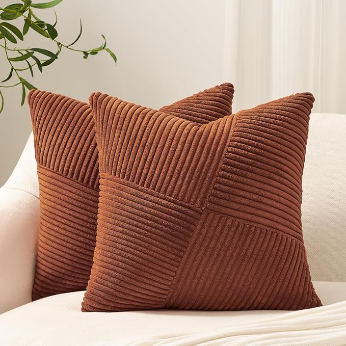 Topfinel Set of 2 Decorative Terracotta Throw Pillow Covers 18x18 Inch by Topfinel