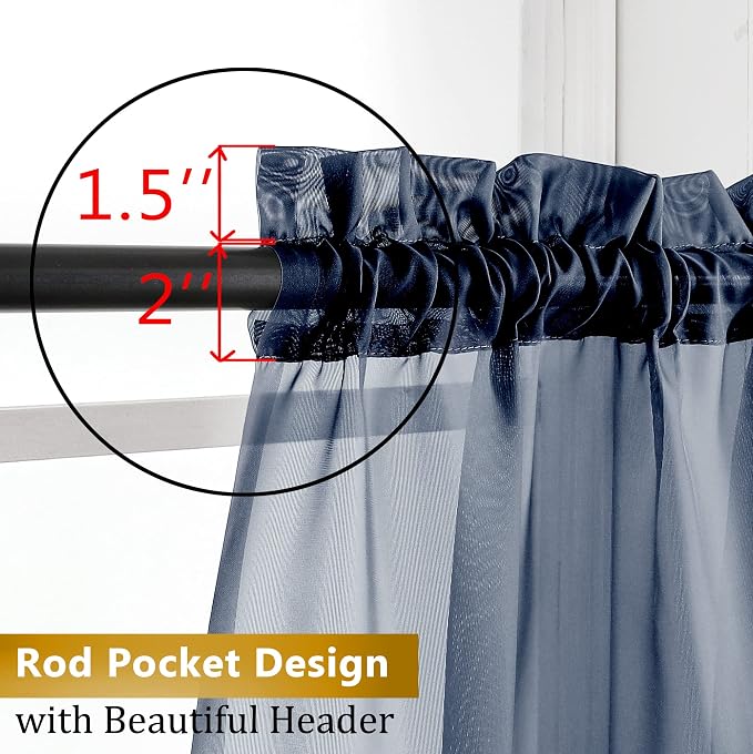 Aiyufneg Small Sheer Tier Curtains Half Kitchen Curtain Sheers, Light Filtering - Image 2