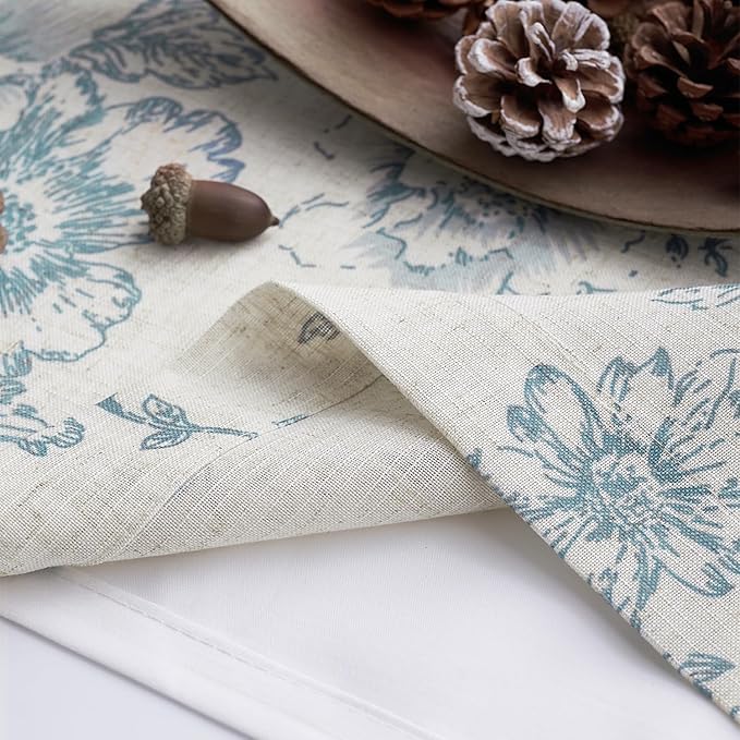 jinchan Tie Up Curtain Double Layer Linen Roman Shades Valance Curtain Floral - Image 7