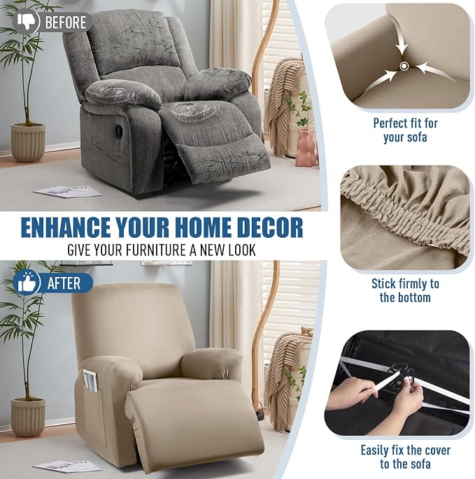 TAOCOCO Stretch Recliner Couch Covers 3-Pieces Style Recliner Chair Covers - Image 5