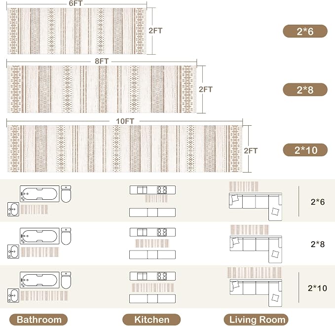 BESTSWEETIE 2x10 Area Rugs for Living Room Washable Moroccan Farmhouse Neutral - Image 2
