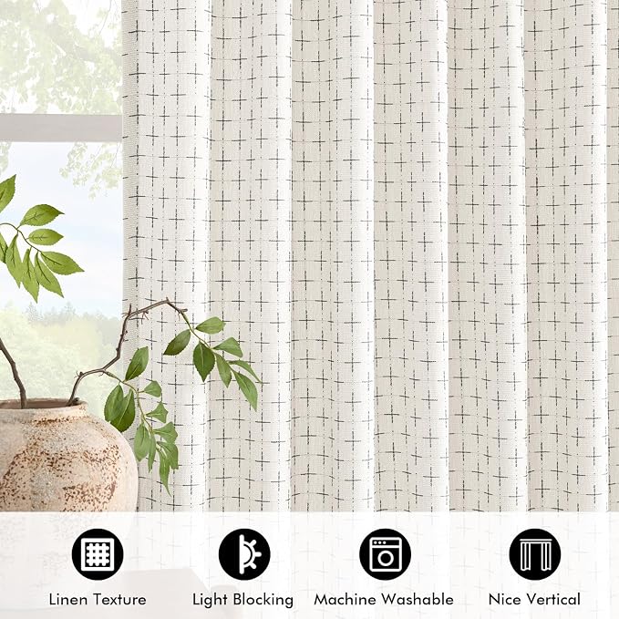 MIULEE Decorative Back Tab Linen Curtains - Image 4