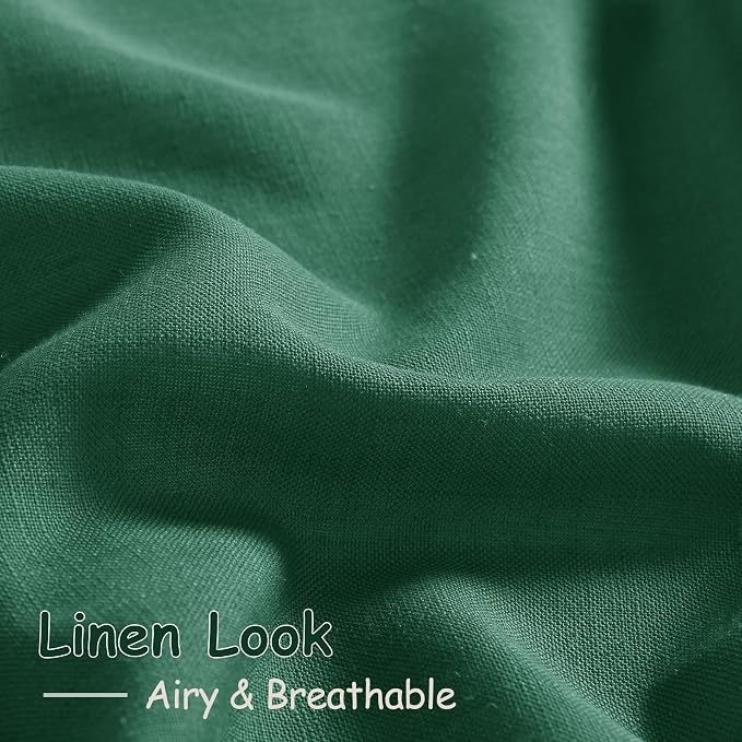 Nanspring Dark Green Linen Curtains 96 Inches Long 2 Panels Set - Image 5