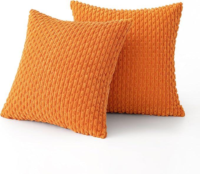 MIULEE Orange Throw Pillow Covers Soft Corduroy Decorative Set of 2 Boho - Image 6