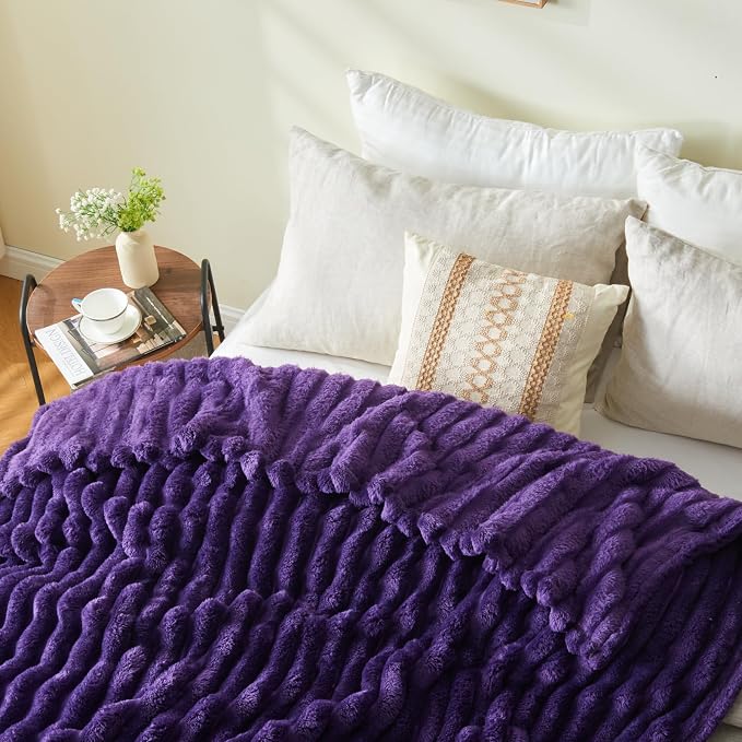 NEWCOSPLAY Super Soft Queen Blanket Purple Premium Silky Flannel Fleece 3D - Image 9