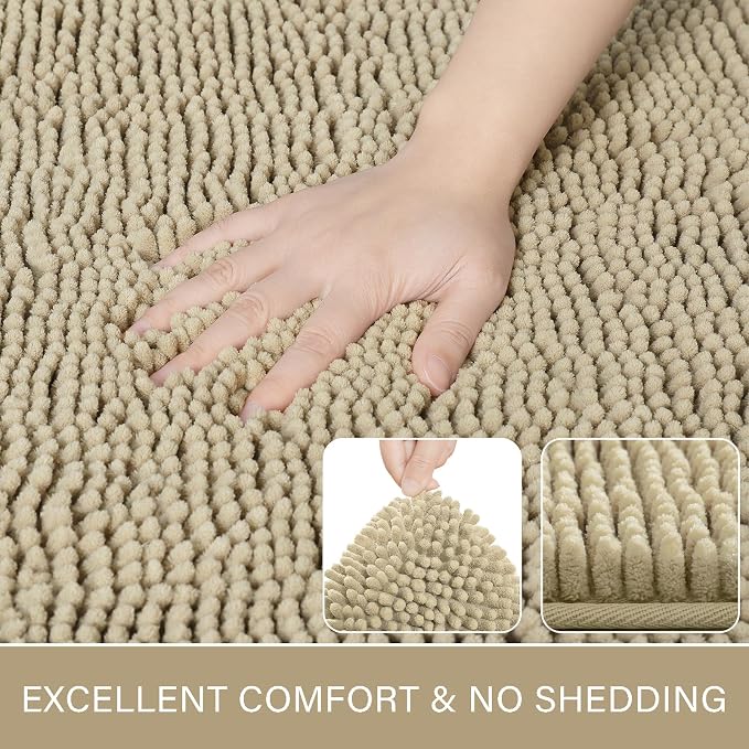 LOCHAS Luxury Bathroom Rug Shaggy Bath Mat 24 x 54 Inch, Washable Non Slip Bath - Image 3