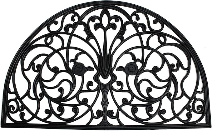 DII Rubber Doormats Collection All Weather, Wrought Iron Half Round by DII