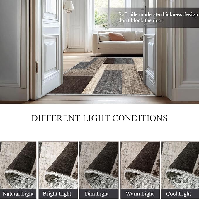 Modern Geometric Patchwork Indoor Area Rug - Image 9