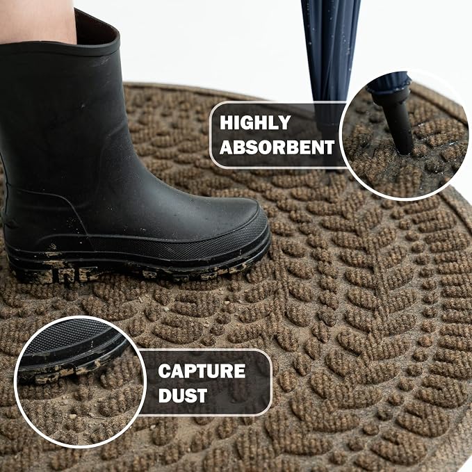 RORA Half Circle Door Mat Front Door Mat Outside Entrance Welcome Mats Outdoor - Image 2