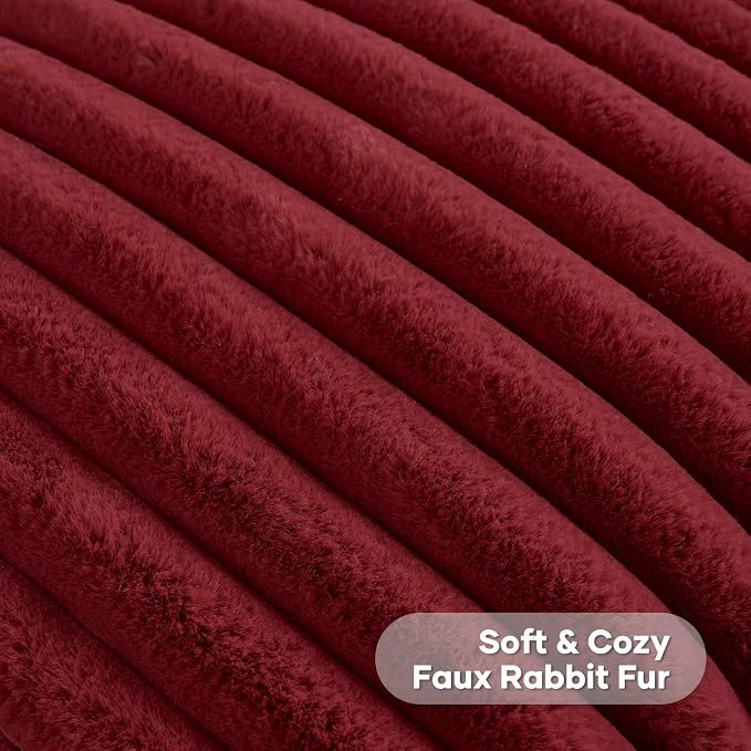 FUTEI Burgundy Decorative Throw Pillow Covers Set of 2, 18x18 Inch Soft Fluffy - Image 2