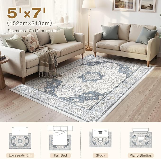 cotiled 5x7 Area Rugs Large Washable Rugs - Image 7