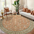 Tangsoo Vintage Round Rug 6ft Washable Circle Rug, Non Slip Boho Round Area Rug by Tangsoo