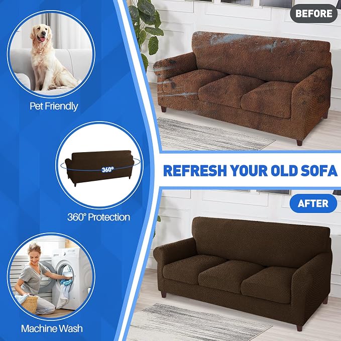 MAXIJIN 4 Piece Couch Covers for 3 Cushion Couch Super Stretch Non Slip Couch - Image 5