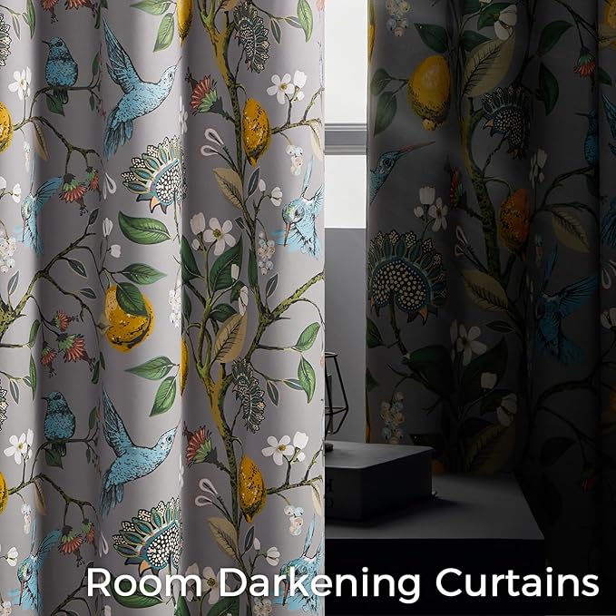 Topfinel Kitchen Curtains 45 Inch Length Gray Vintage Blackout Curtains - Image 4