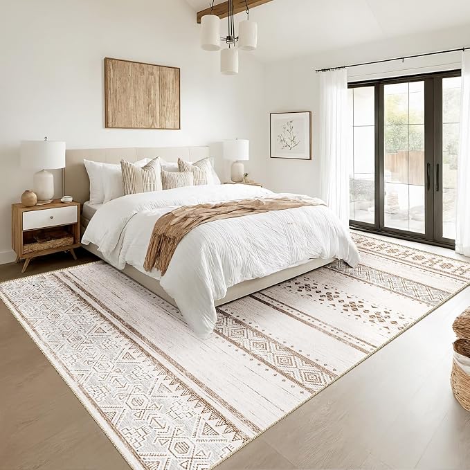 BESTSWEETIE 3x5 Area Rugs for Living Room Washable Moroccan Farmhouse Neutral - Image 8