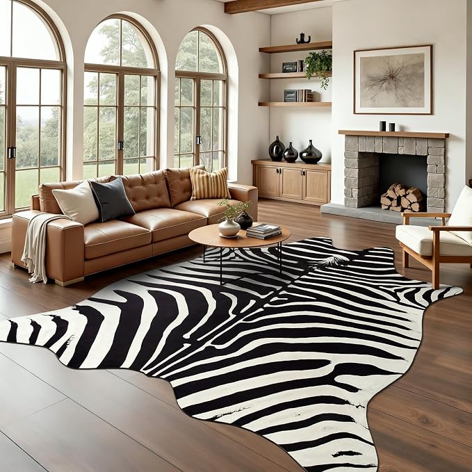 BENRON Premium Zebra Rugs for Living Room Bedroom, Non-Slip Throw Rug for Home by BENRON