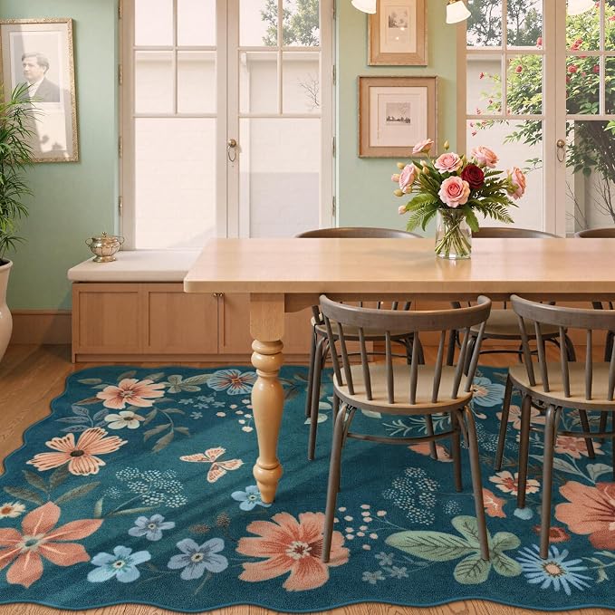 Lahome Floral Washable Rugs 8x10, Non-Slip Soft 8x10 Rugs - Image 2