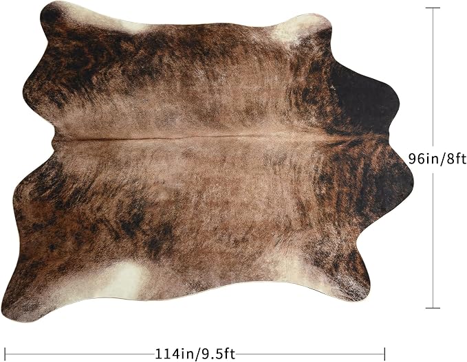 Easycozy Faux Cowhide Rug Large Cow Print 8 x 10 Feet Thickened Elastic Cowhide - Image 2