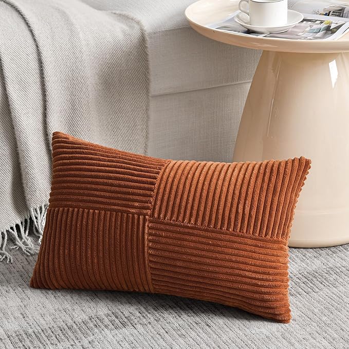 Fancy Homi 2 Packs Rust Lumbar Decorative Throw Pillow Covers 16x32 Inch - Image 2
