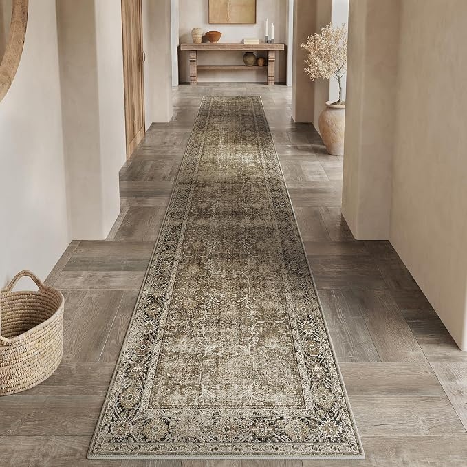 PureCozy Brown Runner Rug 2x6 Vintage Area Carpet Hallway Long Indoor Kitchen - Image 6