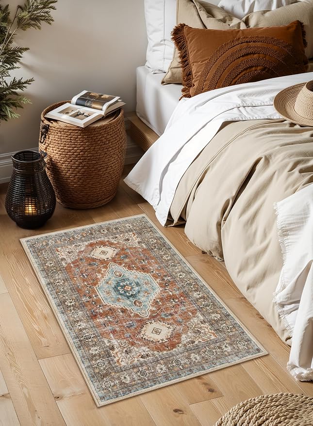 Lahome Oriental Small Rugs for Entryway, 2x3 Rug Non Slip Washable Fall Door - Image 5