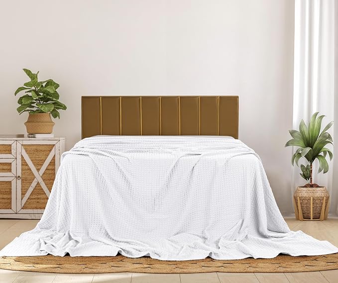 Utopia Bedding White 100% Cotton Waffle Blanket 300 GSM Soft Lightweight - Image 8