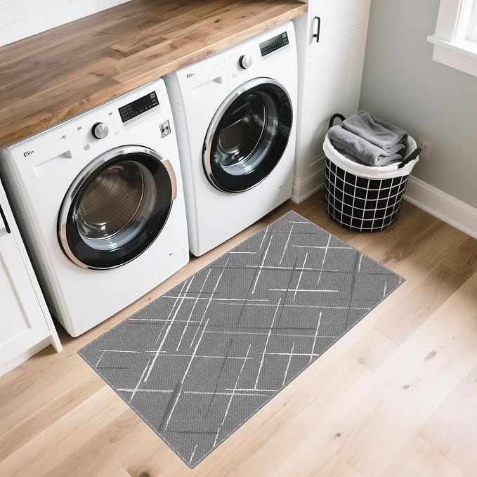 Gray Runner Rug Ultra Non-Slip 2x4 Washable Bedroom Rugs Modern Tear and Stain - Image 7