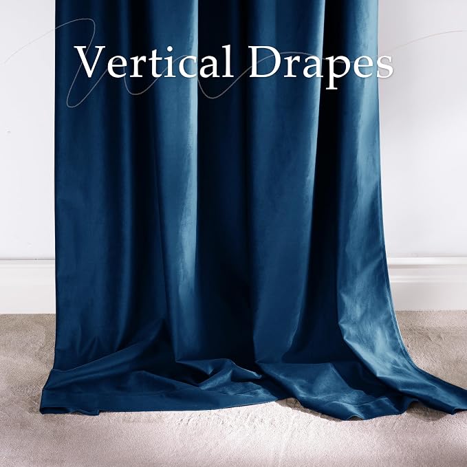 NICETOWN Navy Blue Velvet Blackout Curtains 84 inch Long - Image 7