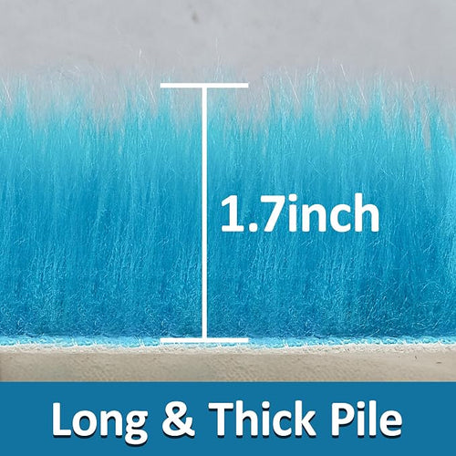 2ft Small Round Blue Rug, Thick Furry Fluffy Carpet - Image 2