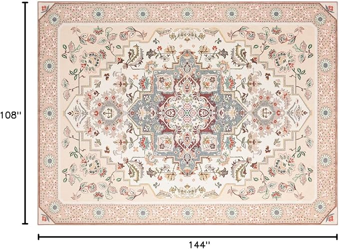 Phantoscope Washable Area Rug 9'x12' Non-Slip, Vintage Boho Rugs - Image 2