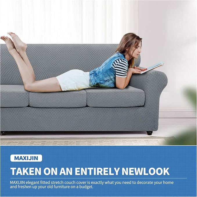 MAXIJIN 4 Piece Jacquard Extra Large Couch Covers - Image 3