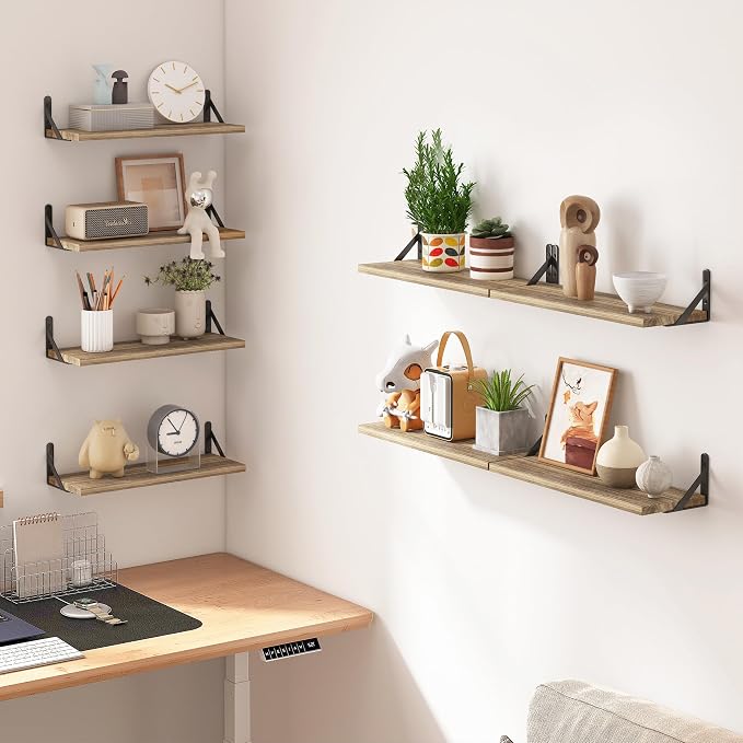 Fixwal Floating Shelves for Room Wall, Width 4.7in Rustic Wood Wall Storage - Image 6