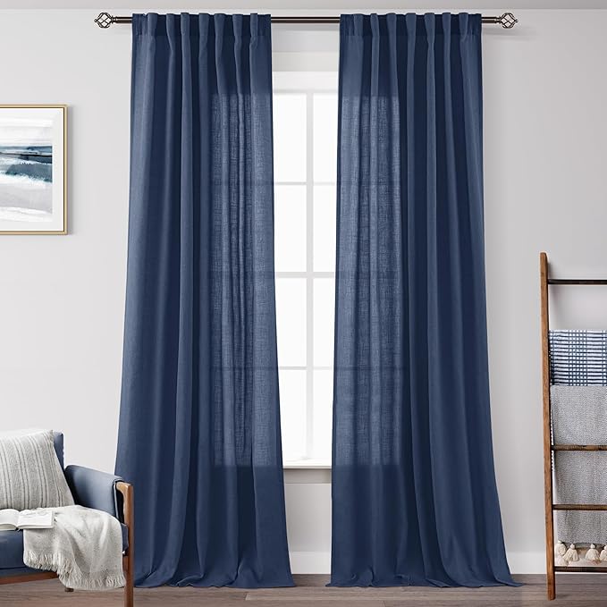 Navy Blue Curtains 90 inch Length by Jolilight