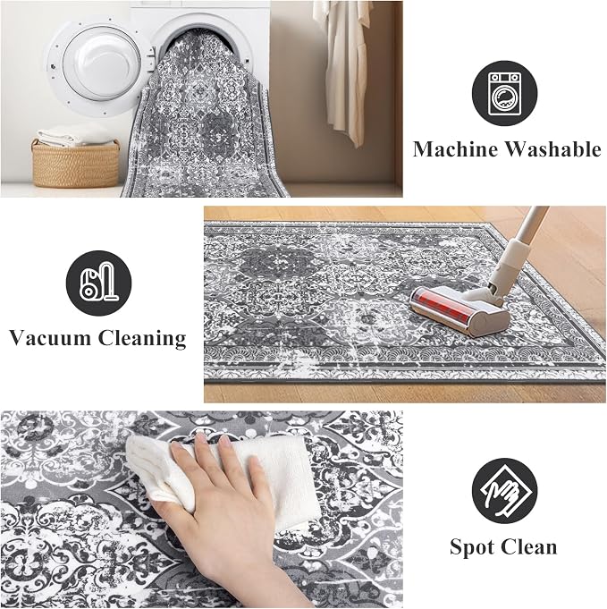 Vaukki Hallway Runner Rug, Vintage Shaggy Soft Laundry Rug Runner, Non Slip - Image 5
