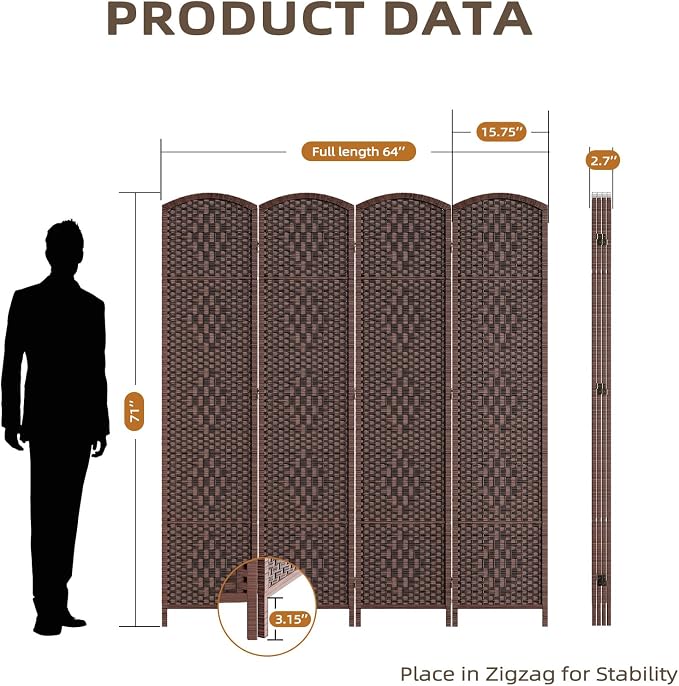 HALLYBEE Room Divider for Space Separation, Room Dividers and Folding Privacy - Image 2