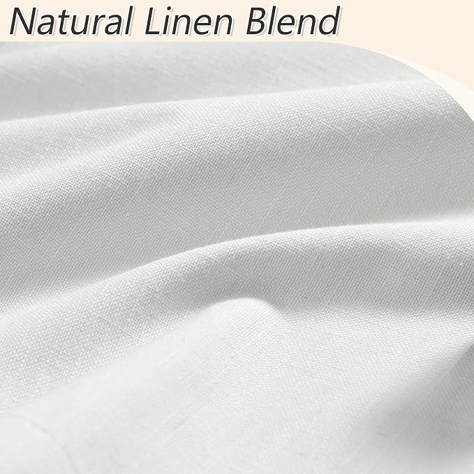 Guken White 100% Blackout Linen Curtains 100 Inch Wide by 90 Inch - Image 4