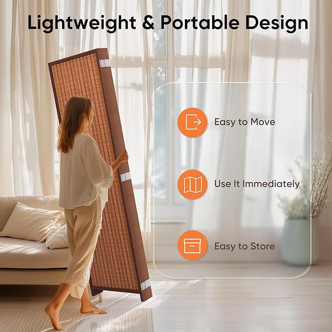 JOSTYLE 6 Panel Folding Privacy Screens 6ft Bamboo Freestanding Room Dividers - Image 5