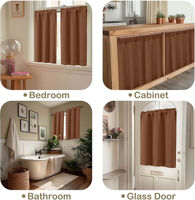 OVZME Kitchen Curtains for Small Window Treatment, Light Filtering Short Cafe - Image 5