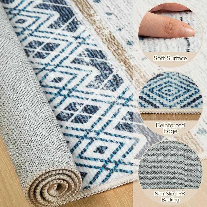 BESTSWEETIE 4x6 Area Rugs for Living Room Washable Moroccan Farmhouse Neutral - Image 2