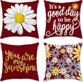 Hexagram Spring Summer Pillow Covers 18x18 Set of 4, Outdoor Floral Daisy by Hexagram