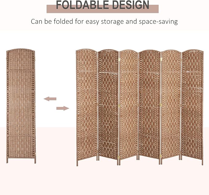 HOMCOM Room Divider 6 Panel, 6FT Tall Folding Privacy Screen, Freestanding - Image 3