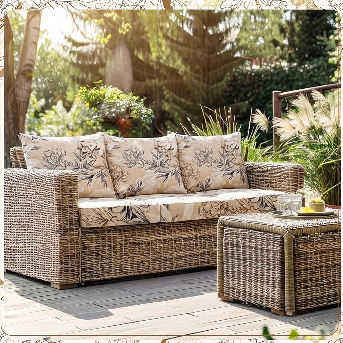 Tegeme 8 Pcs Stretch Printed Sofa Cushion Covers Outdoor Floral Couch Covers - Image 4