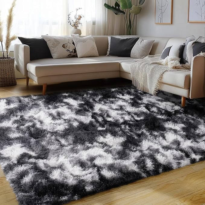 Fluffy Rug for Living Room Shaggy Area Rug High Pile Fuzzy Rug Non-Slip Indoor - Image 3