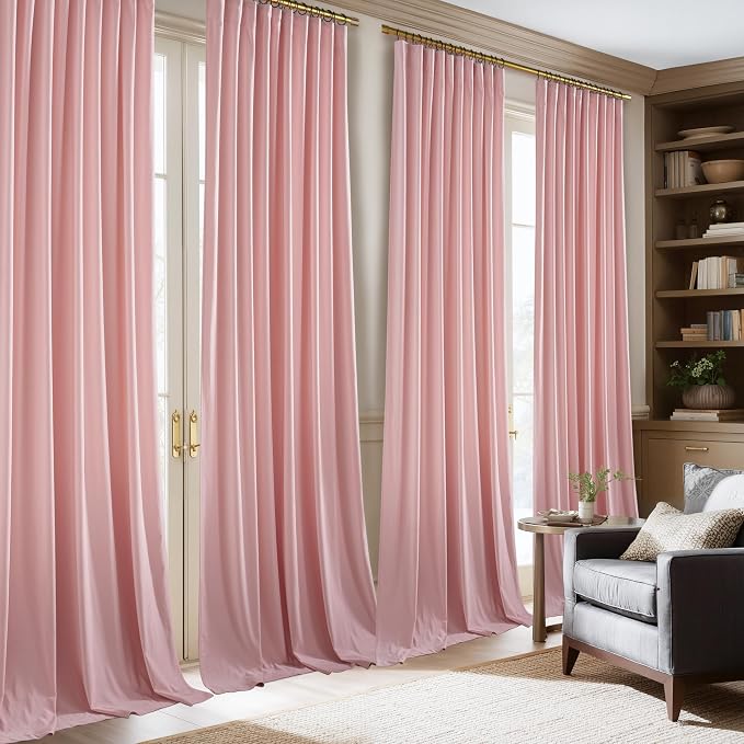 NICETOWN Pink Velvet Curtains 84 inch Long 2 Panels - Image 9