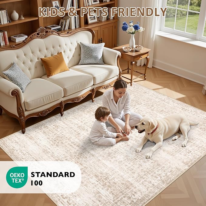 5x7 Area Rugs Living Room Rug: Washable Vintage Boho Rug No Slip Stain - Image 9