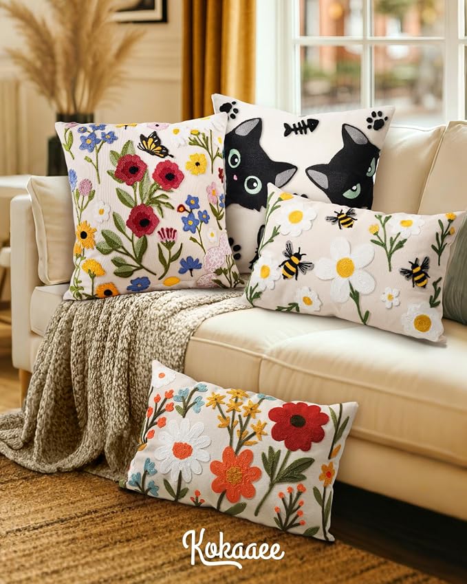Embroidered Throw Pillow Cover 20x20 Inch - Image 6