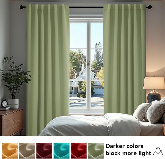 Deconovo Blackout Curtains, Thermal Insulated, W52 x L45 2 Panels, Back Tab - Image 4