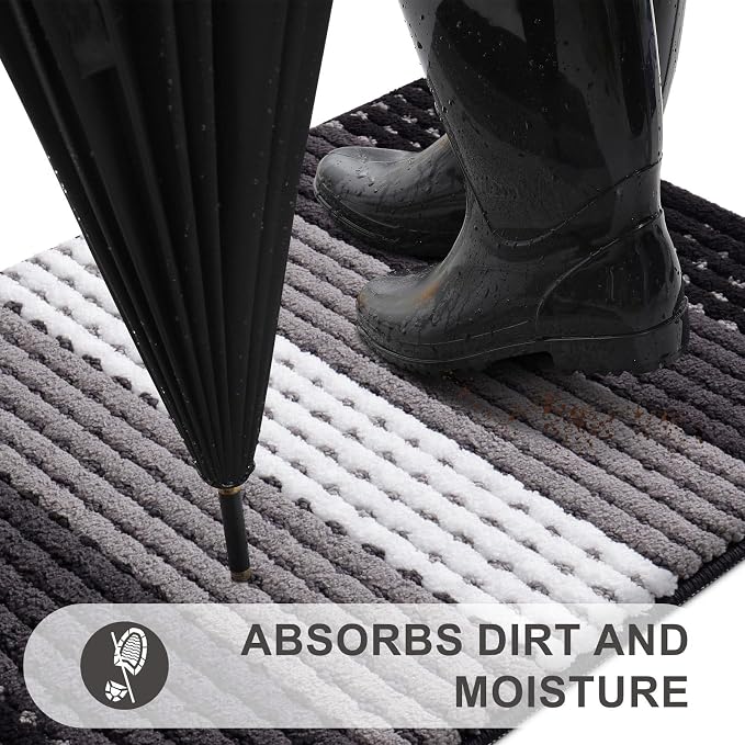 Kitinjoy Indoor Outdoor Door Mat, 59x24 Non-Slip Absorbent Dirt Trapper - Image 2