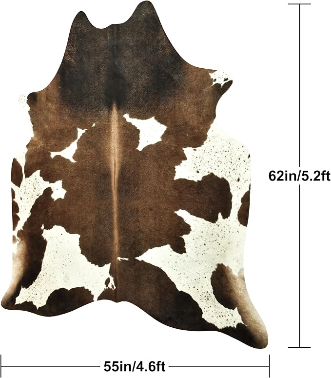 Easycozy Faux Cowhide Cow Print Rug: 4.6 x 5.2 Western Decor Faux Cowhide - Image 2
