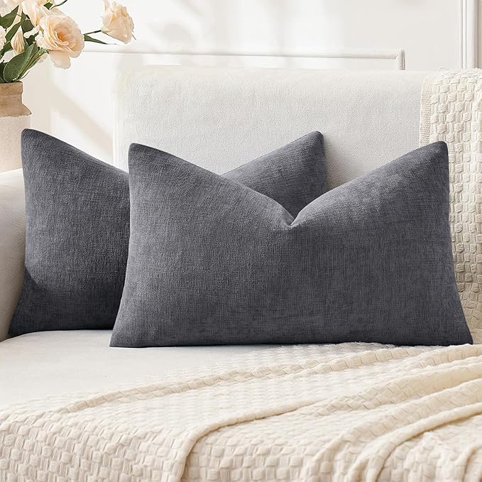 MIULEE Grey Couch Pillow Covers 12x20 Inch by MIULEE